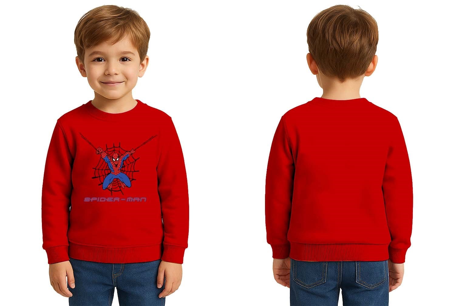Spiderman baskılı örümcek adam pamuklu kumaş çocuk sweatshirt