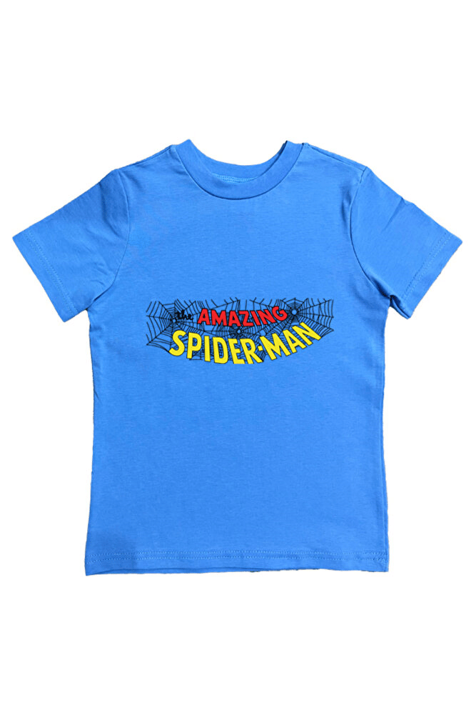 Spiderman baskılı örümcek adam pamuklu penye kumaş yazlık çocuk tişört