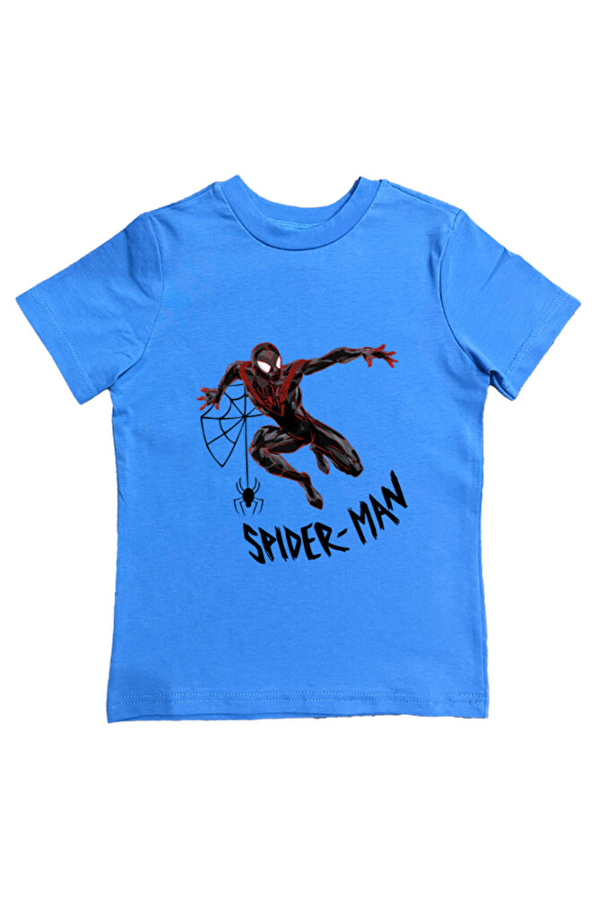 Spiderman baskılı örümcek adam pamuklu penye kumaş yazlık çocuk tişört