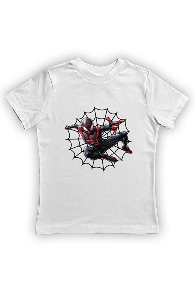 Spiderman baskılı örümcek adam pamuklu penye kumaş yazlık çocuk tişört