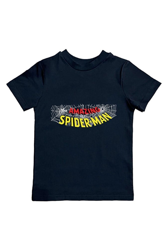 Spiderman baskılı örümcek adam pamuklu penye kumaş yazlık çocuk tişört