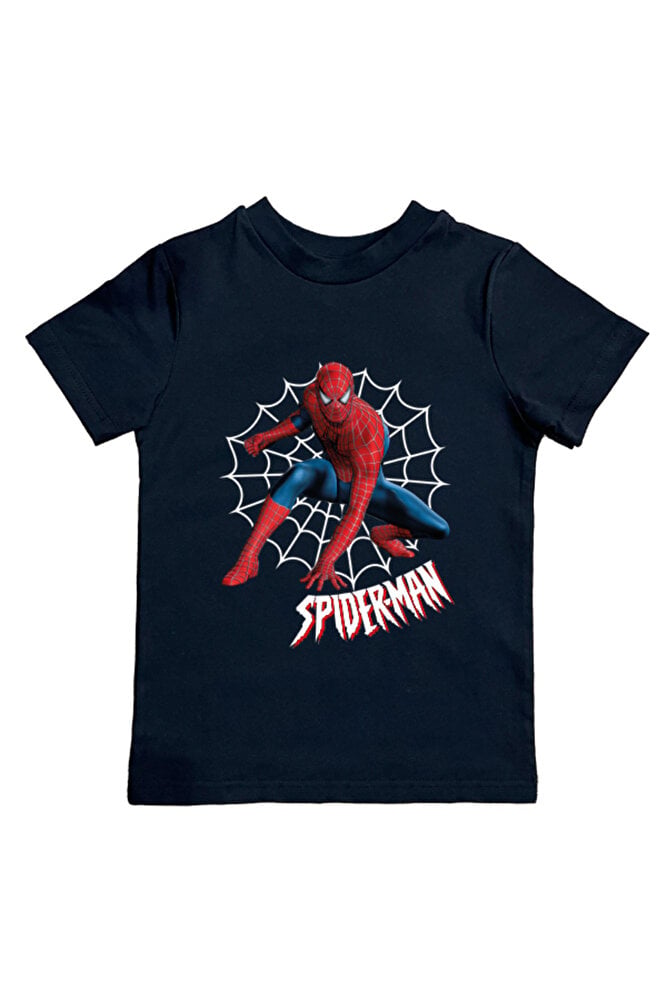 Spiderman baskılı örümcek adam pamuklu penye kumaş yazlık çocuk tişört