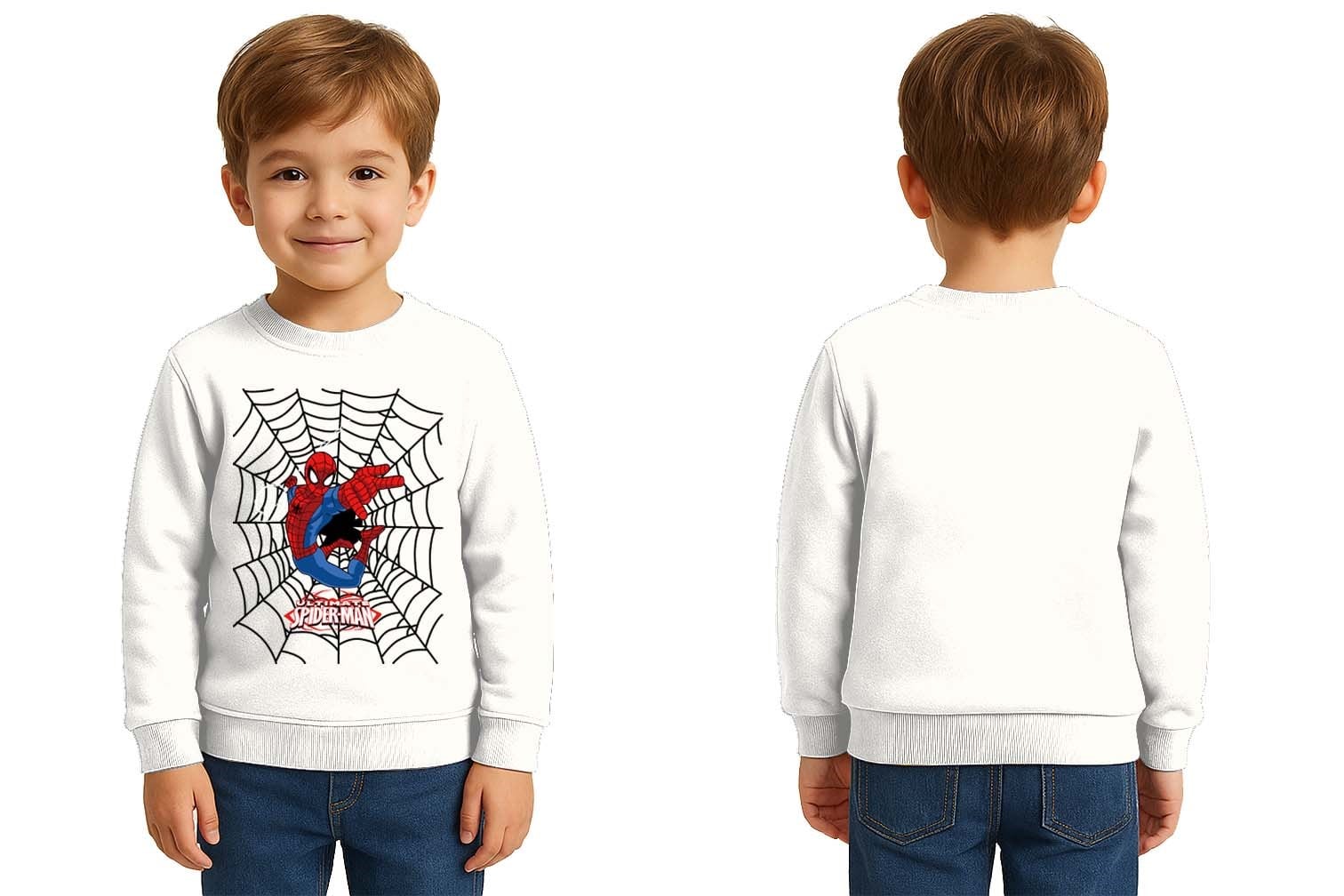 Spiderman baskılı örümcek adam pamuklu kumaş çocuk sweatshirt