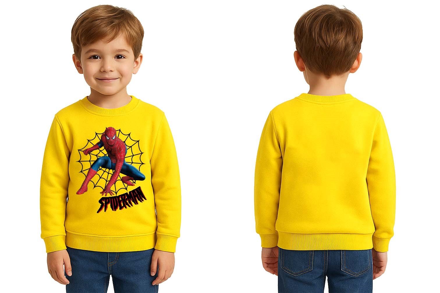 Spiderman baskılı örümcek adam pamuklu kumaş çocuk sweatshirt