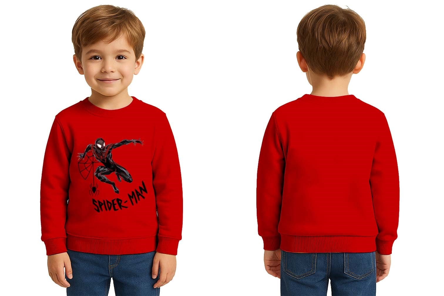 Spiderman baskılı örümcek adam pamuklu kumaş çocuk sweatshirt