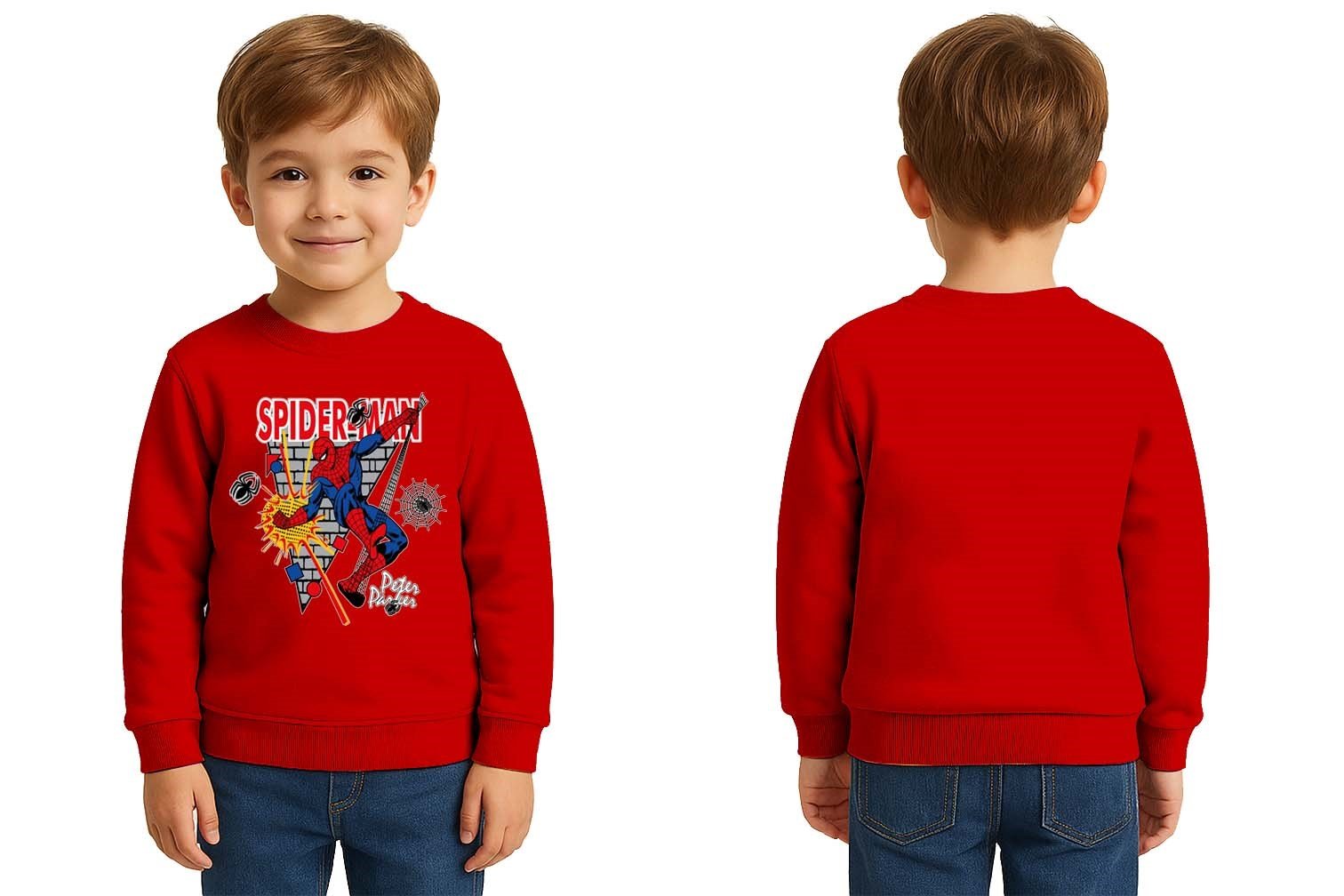 Spiderman baskılı örümcek adam pamuklu kumaş çocuk sweatshirt