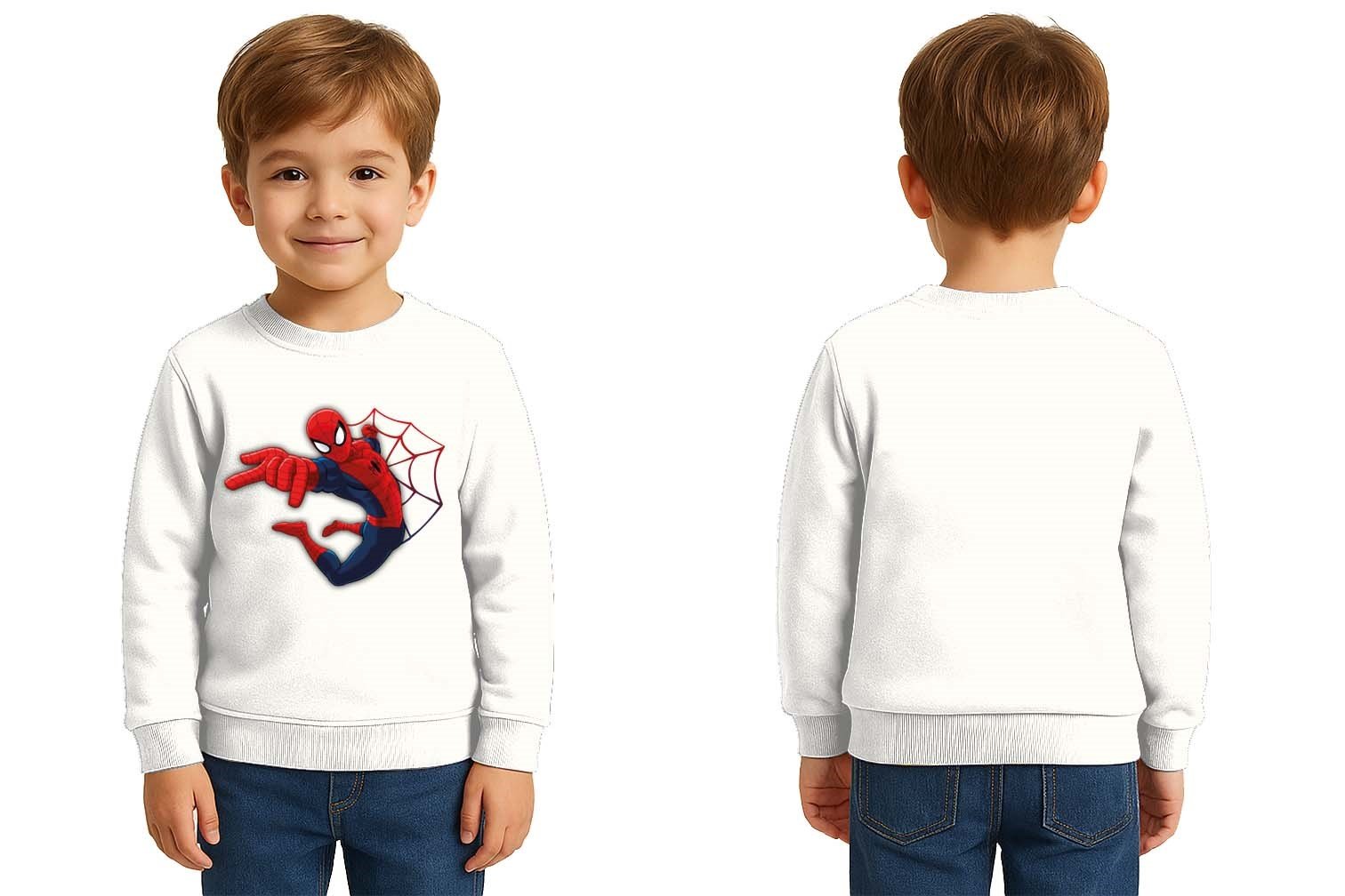 Spiderman baskılı örümcek adam pamuklu kumaş çocuk sweatshirt