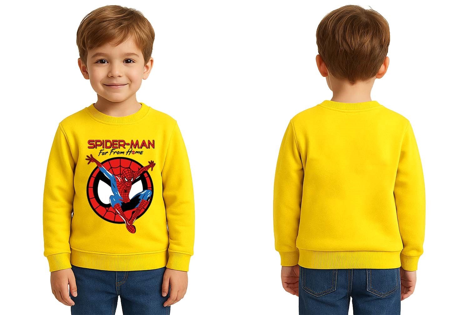 Spiderman baskılı örümcek adam pamuklu kumaş çocuk sweatshirt