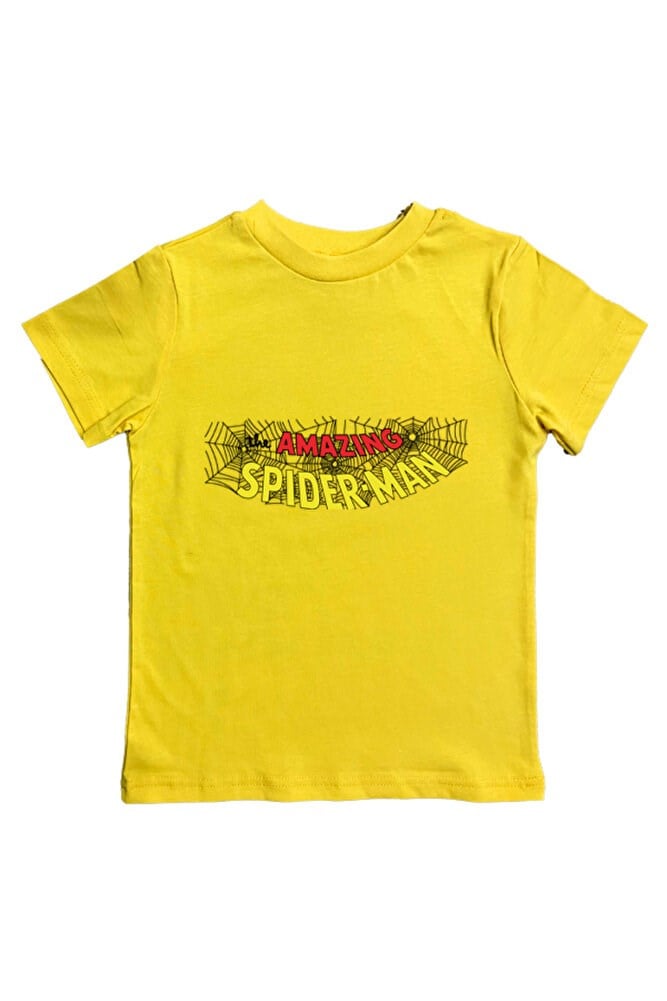 Spiderman baskılı örümcek adam pamuklu penye kumaş yazlık çocuk tişört