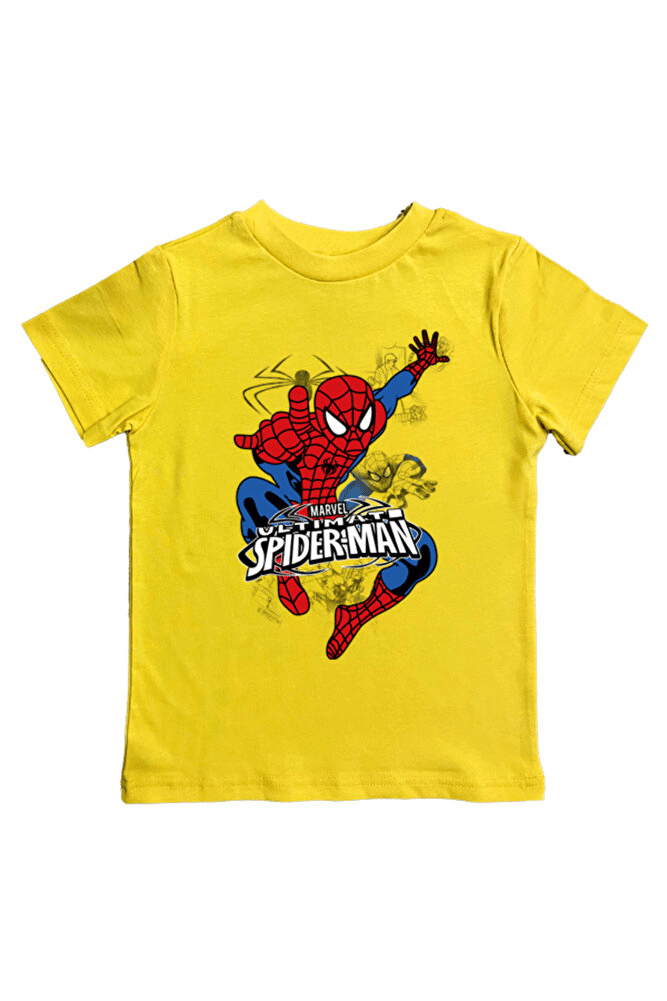 Spiderman baskılı örümcek adam pamuklu penye kumaş yazlık çocuk tişört