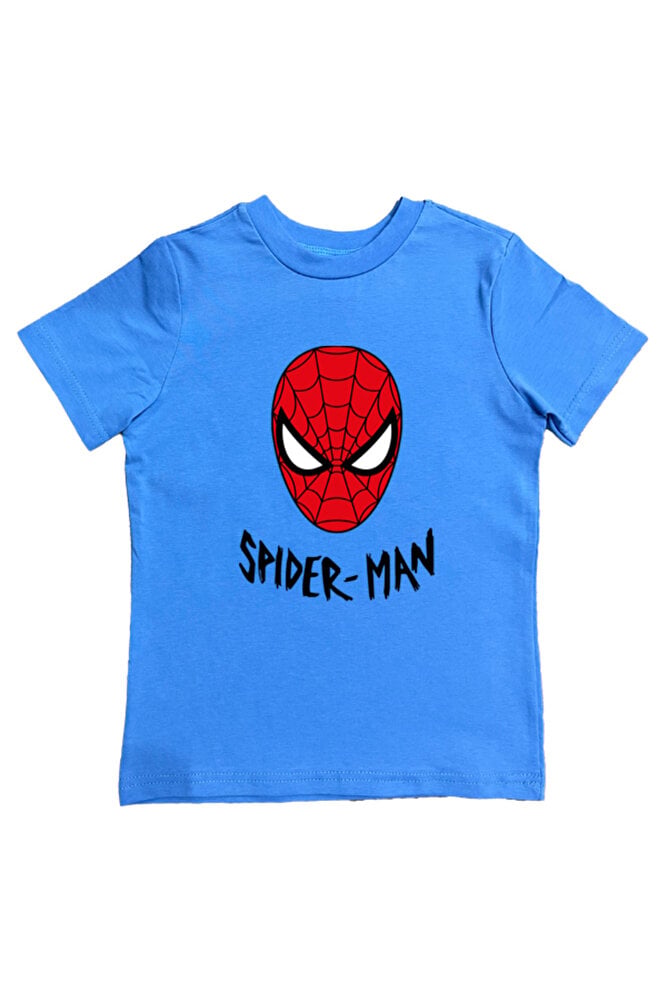 Spiderman baskılı örümcek adam pamuklu penye kumaş yazlık çocuk tişört