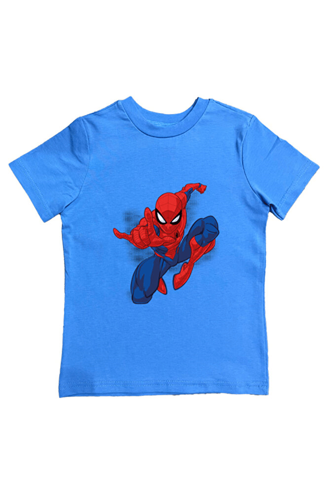 Spiderman baskılı örümcek adam pamuklu penye kumaş yazlık çocuk tişört