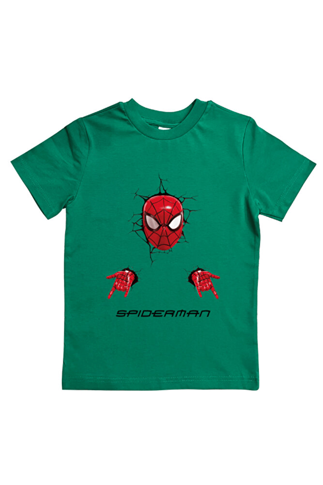 Spiderman baskılı örümcek adam pamuklu penye kumaş yazlık çocuk tişört
