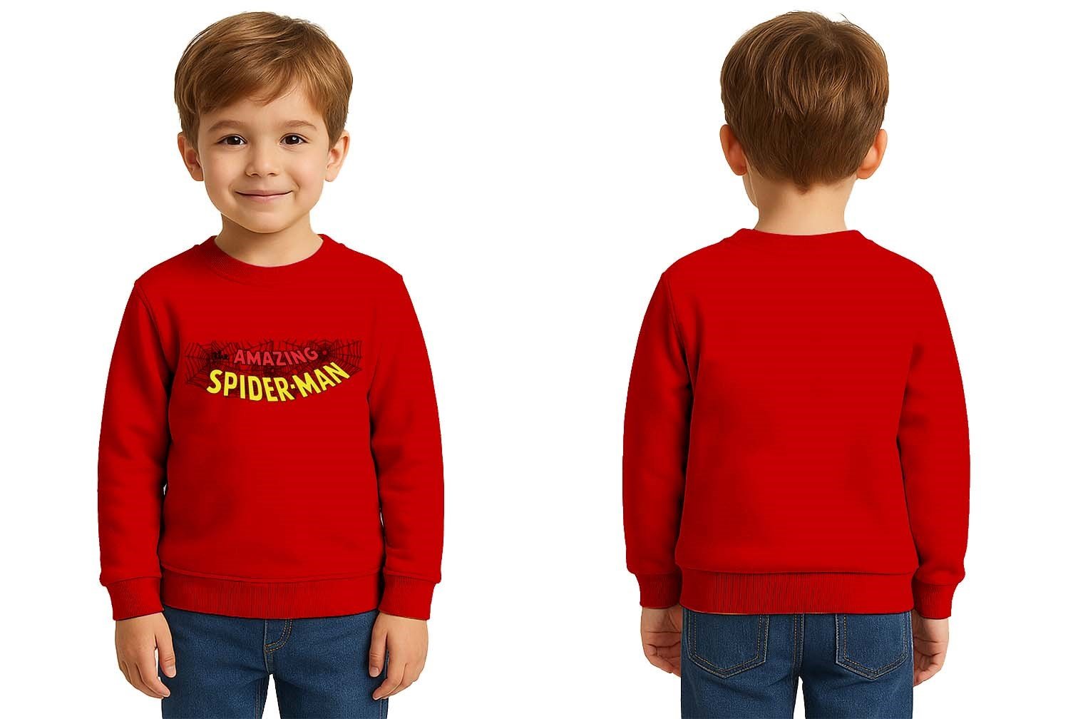 Spiderman baskılı örümcek adam pamuklu kumaş çocuk sweatshirt