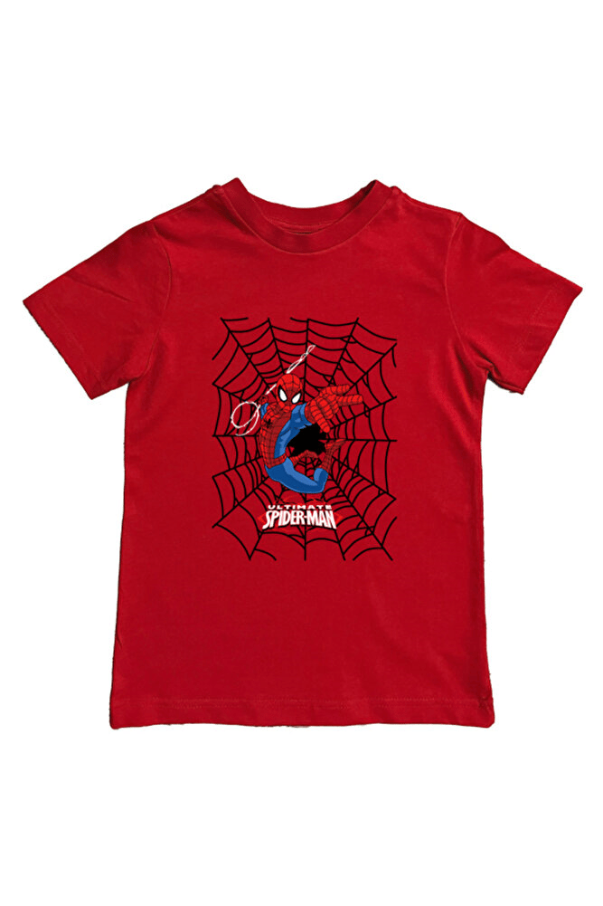 Spiderman baskılı örümcek adam pamuklu penye kumaş yazlık çocuk tişört
