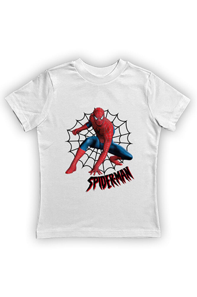 Spiderman baskılı örümcek adam pamuklu penye kumaş yazlık çocuk tişört