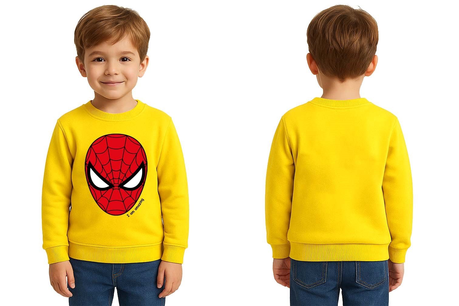 Spiderman baskılı örümcek adam pamuklu kumaş çocuk sweatshirt