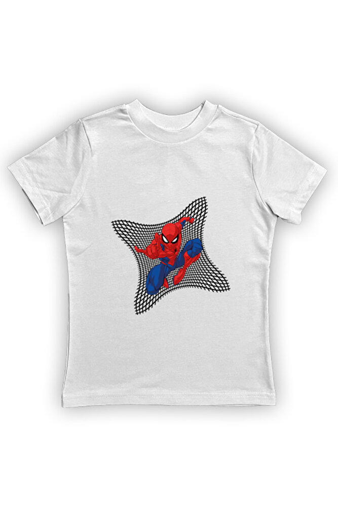 Spiderman baskılı örümcek adam pamuklu penye kumaş yazlık çocuk tişört