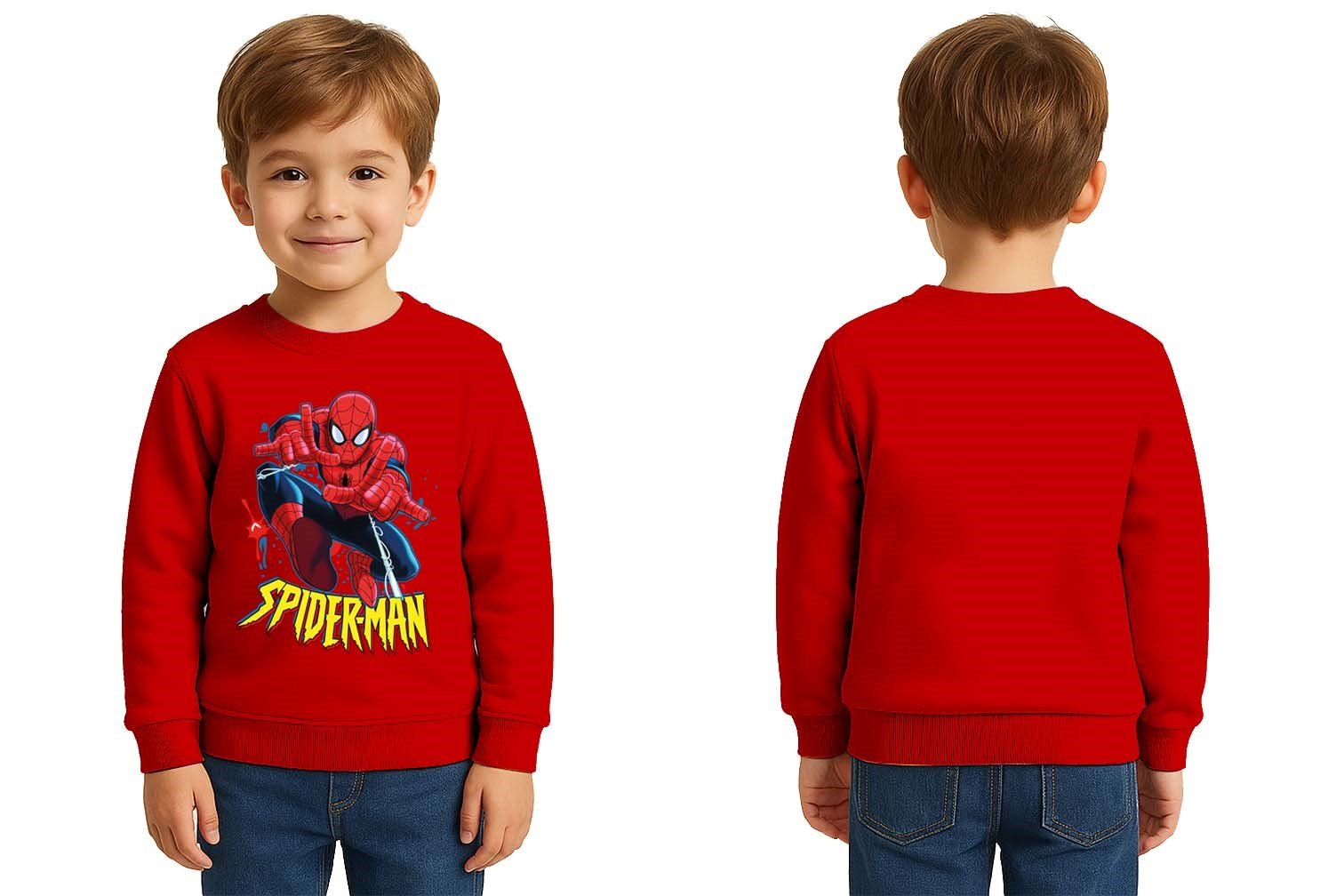 Spiderman baskılı örümcek adam pamuklu kumaş çocuk sweatshirt