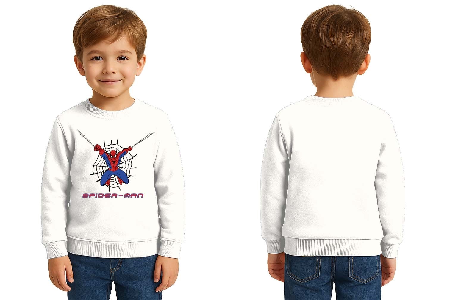Spiderman baskılı örümcek adam pamuklu kumaş çocuk sweatshirt