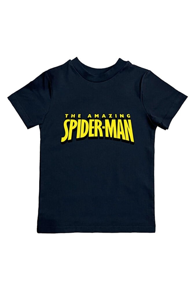 Spiderman baskılı örümcek adam pamuklu penye kumaş yazlık çocuk tişört