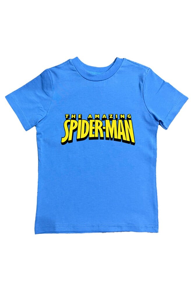 Spiderman baskılı örümcek adam pamuklu penye kumaş yazlık çocuk tişört