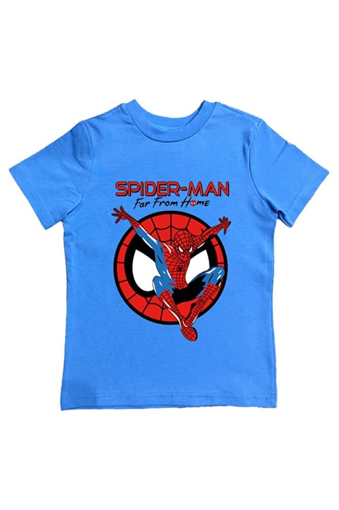 Spiderman baskılı örümcek adam pamuklu penye kumaş yazlık çocuk tişört