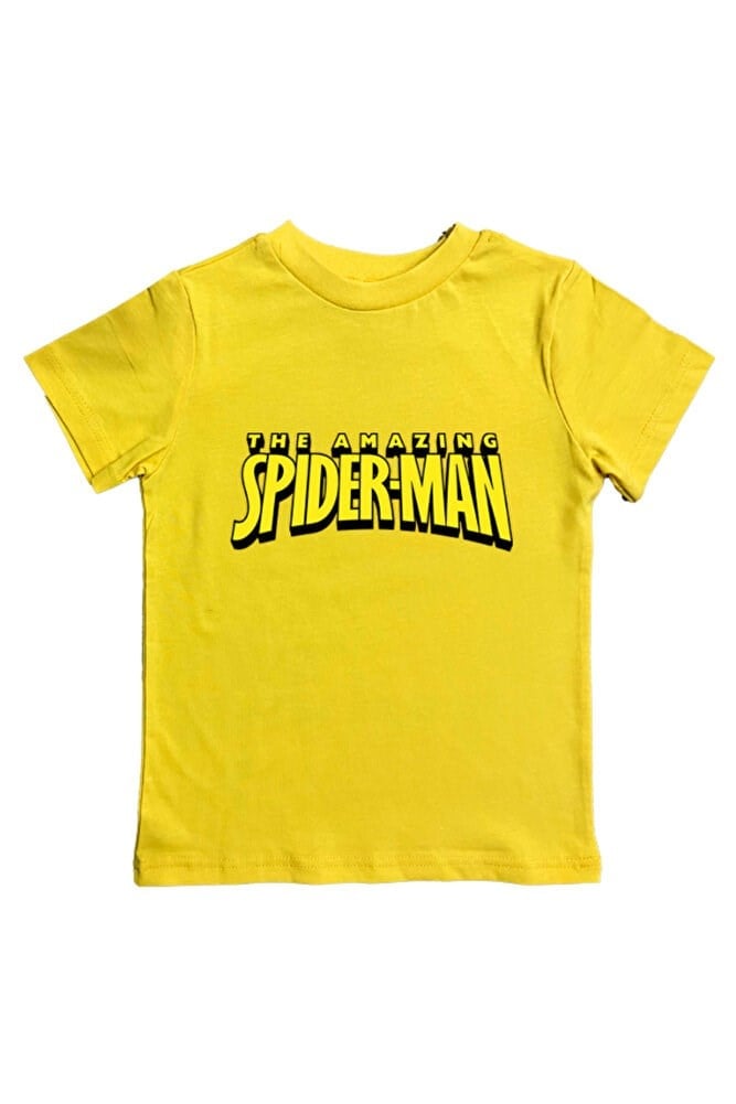 Spiderman baskılı örümcek adam pamuklu penye kumaş yazlık çocuk tişört