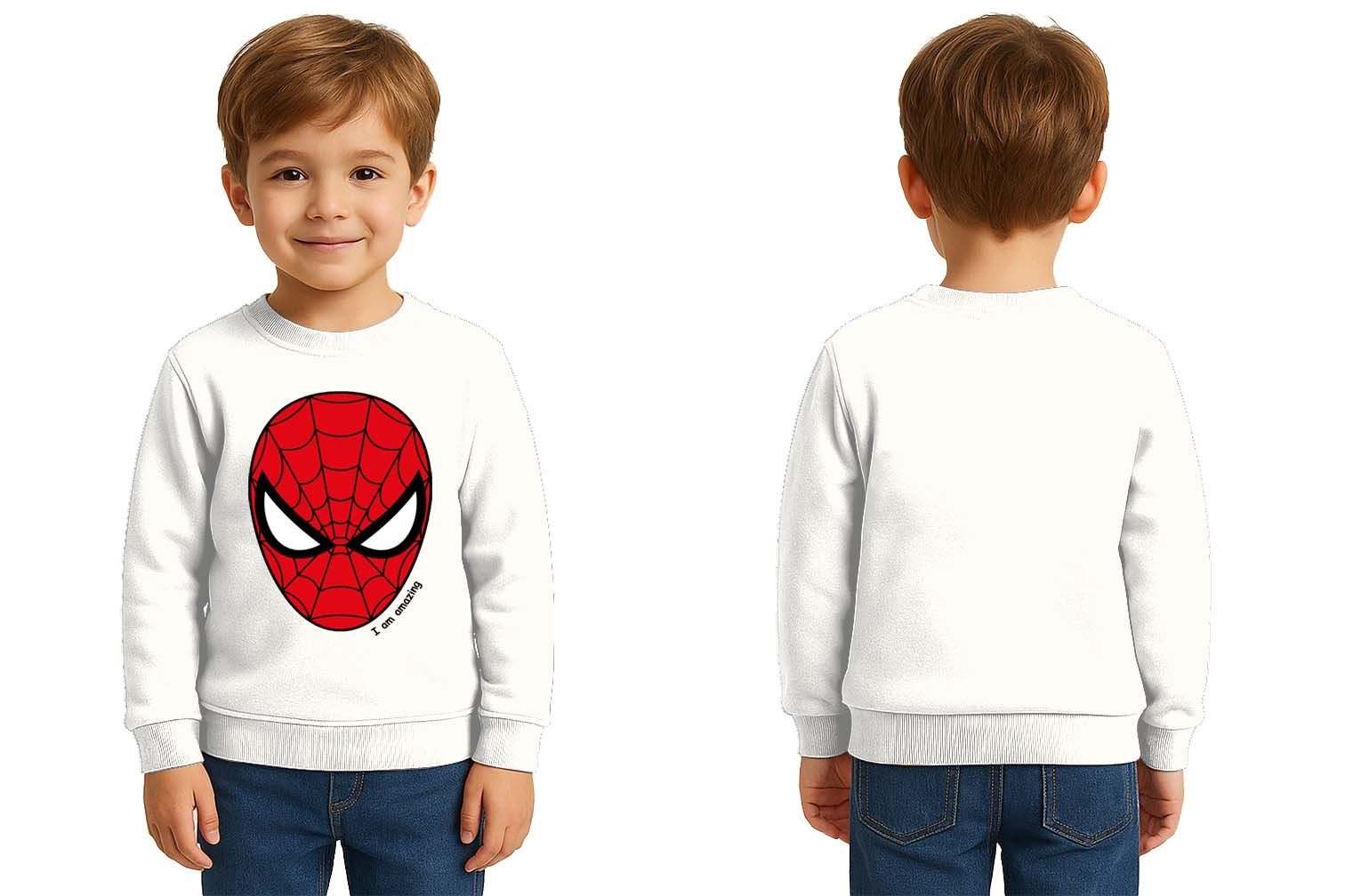 Spiderman baskılı örümcek adam pamuklu kumaş çocuk sweatshirt