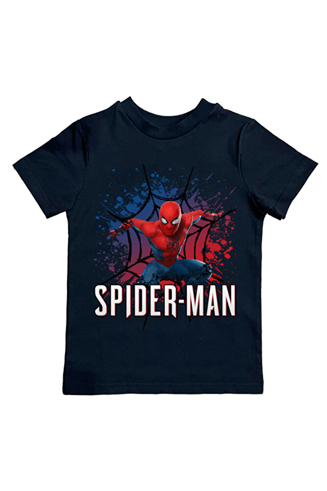 Spiderman baskılı örümcek adam pamuklu penye kumaş yazlık çocuk tişört