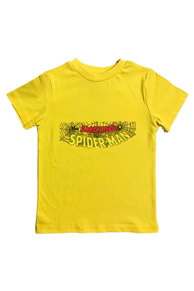 Spiderman baskılı örümcek adam pamuklu penye kumaş yazlık çocuk tişört