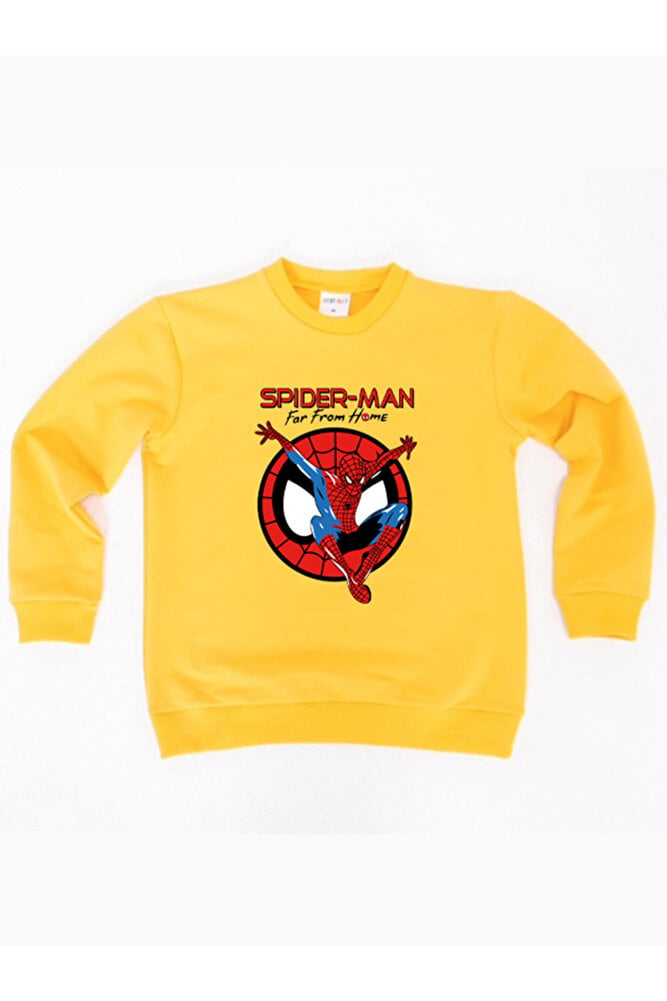 Spiderman baskılı örümcek adam pamuklu kumaş çocuk sweatshirt