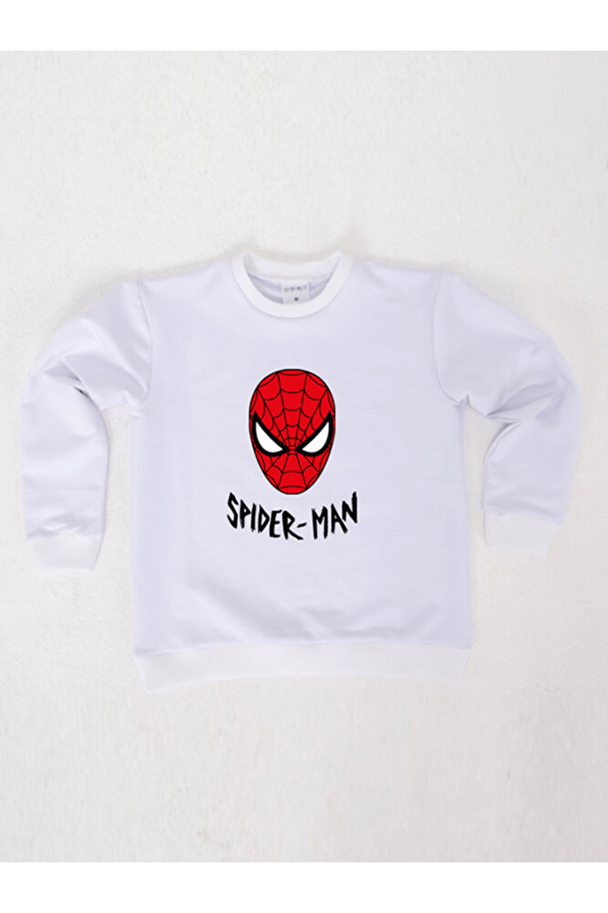 Spiderman baskılı örümcek adam pamuklu kumaş çocuk sweatshirt