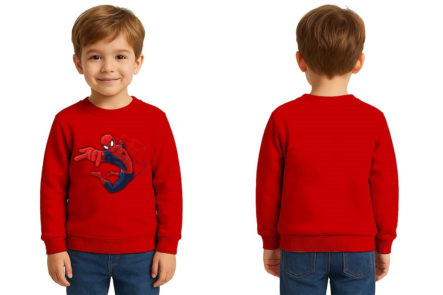 Spiderman baskılı örümcek adam pamuklu kumaş çocuk sweatshirt