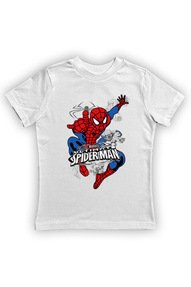 Spiderman baskılı örümcek adam pamuklu penye kumaş yazlık çocuk tişört