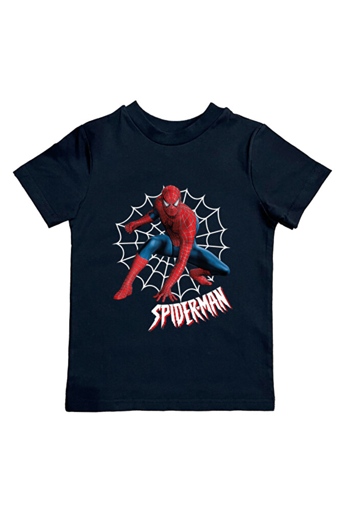 Spiderman baskılı örümcek adam pamuklu penye kumaş yazlık çocuk tişört