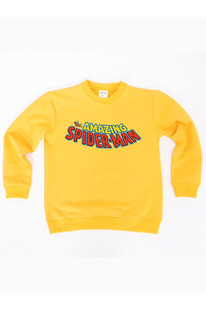 Spiderman baskılı örümcek adam pamuklu kumaş çocuk sweatshirt