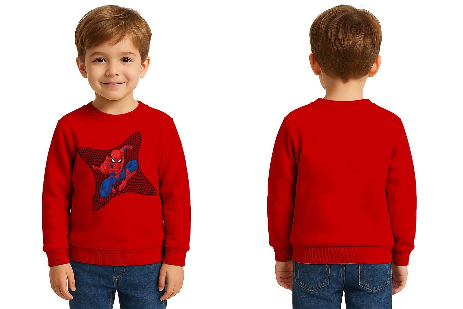 Spiderman baskılı örümcek adam pamuklu kumaş çocuk sweatshirt