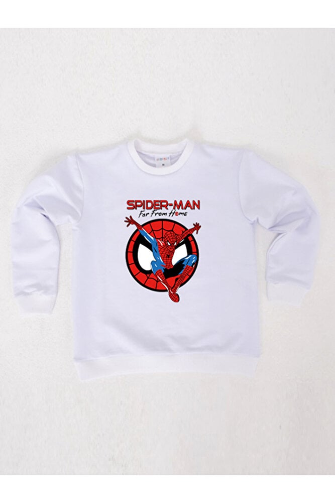 Spiderman baskılı örümcek adam pamuklu kumaş çocuk sweatshirt