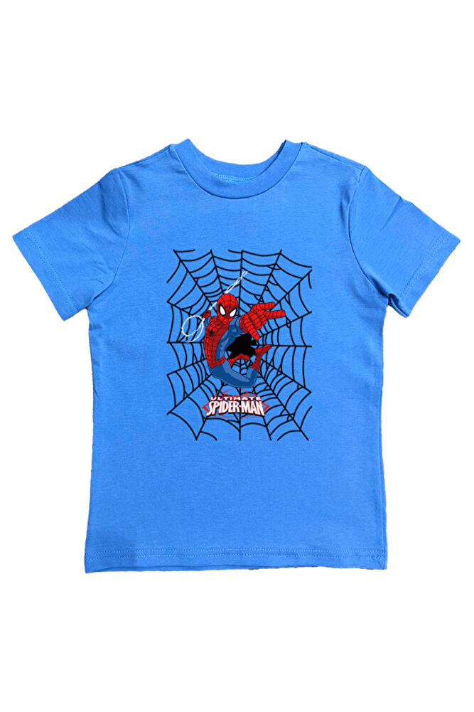 Spiderman baskılı örümcek adam pamuklu penye kumaş yazlık çocuk tişört