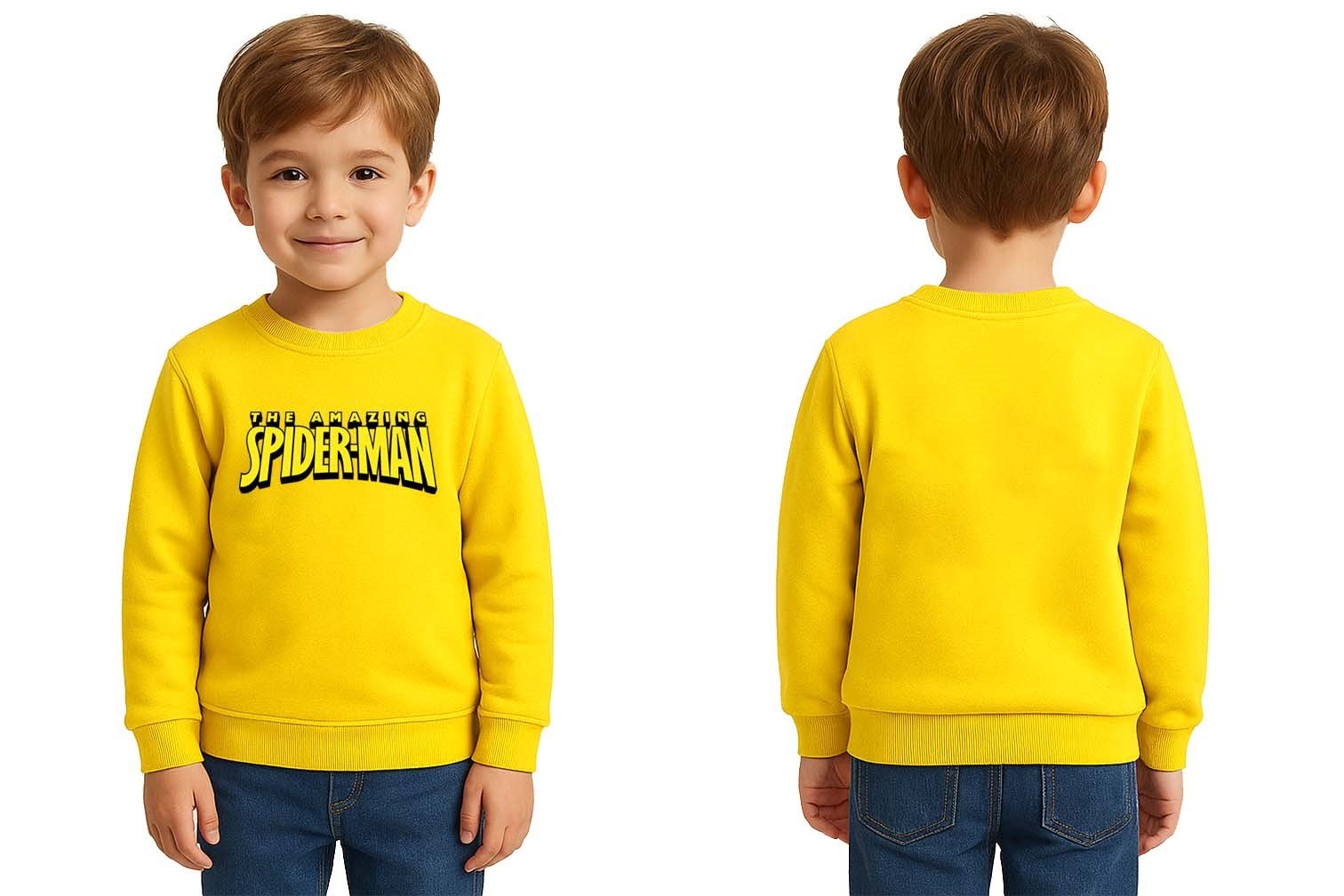 Spiderman baskılı örümcek adam pamuklu kumaş çocuk sweatshirt