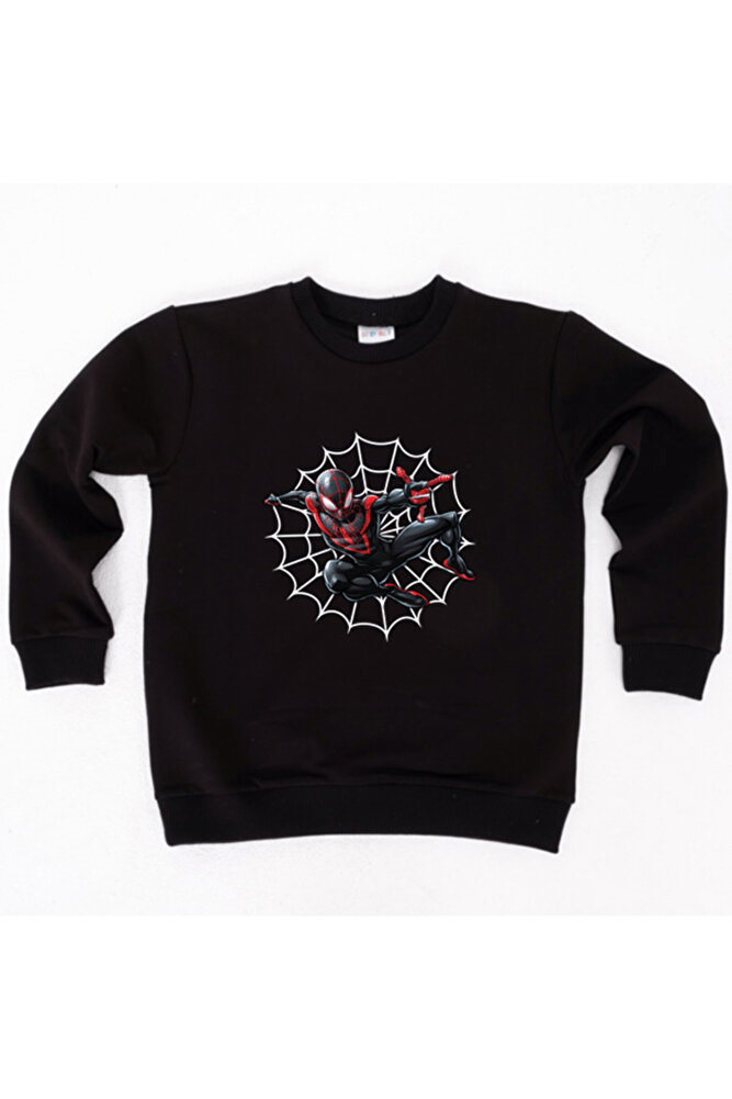 Spiderman baskılı örümcek adam pamuklu kumaş çocuk sweatshirt