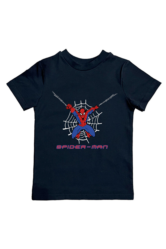 Spiderman baskılı örümcek adam pamuklu penye kumaş yazlık çocuk tişört