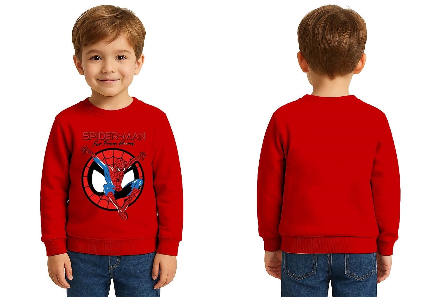 Spiderman baskılı örümcek adam pamuklu kumaş çocuk sweatshirt