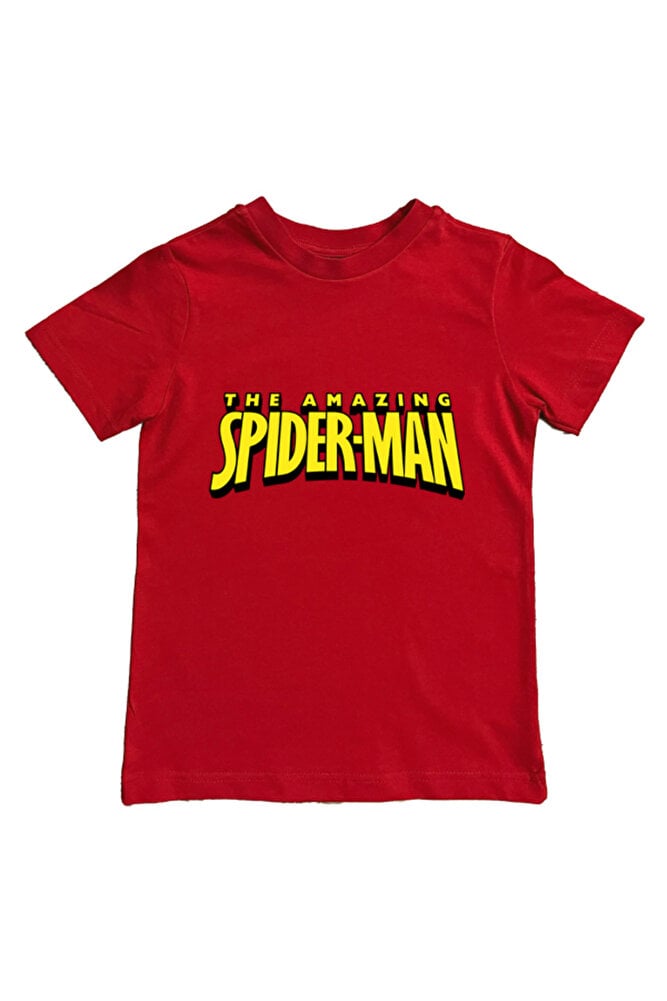 Spiderman baskılı örümcek adam pamuklu penye kumaş yazlık çocuk tişört