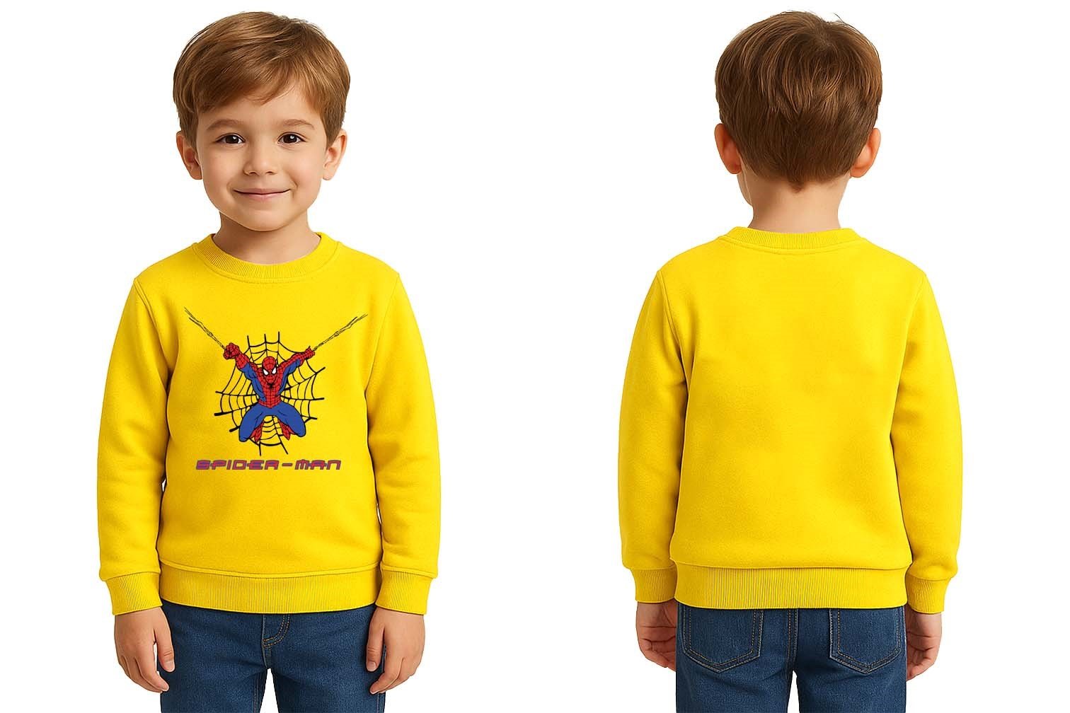 Spiderman baskılı örümcek adam pamuklu kumaş çocuk sweatshirt