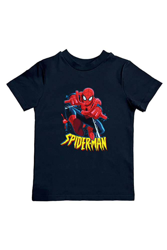 Spiderman baskılı örümcek adam pamuklu penye kumaş yazlık çocuk tişört