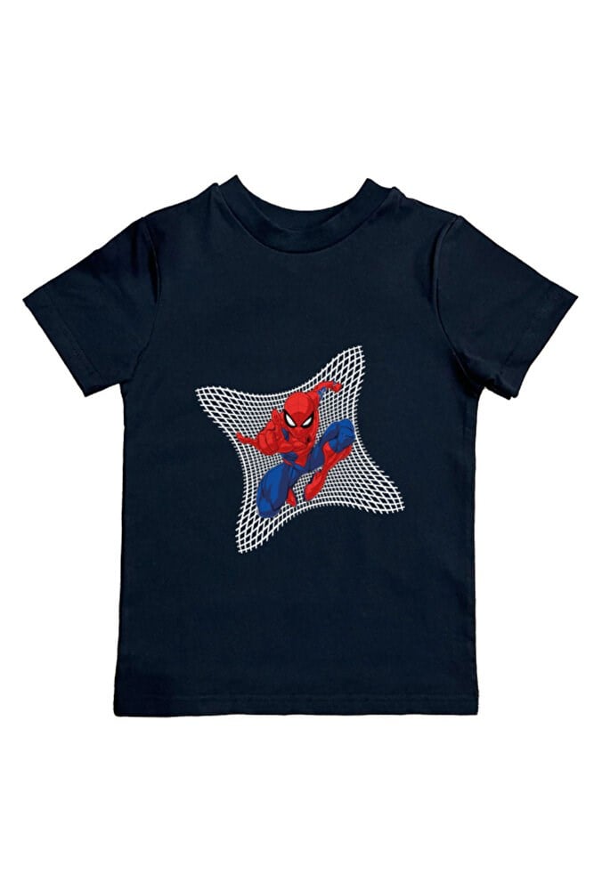 Spiderman baskılı örümcek adam pamuklu penye kumaş yazlık çocuk tişört