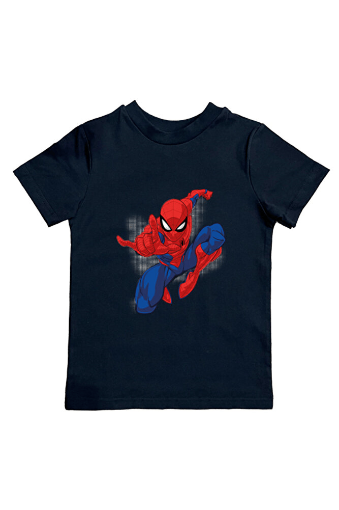 Spiderman baskılı örümcek adam pamuklu penye kumaş yazlık çocuk tişört
