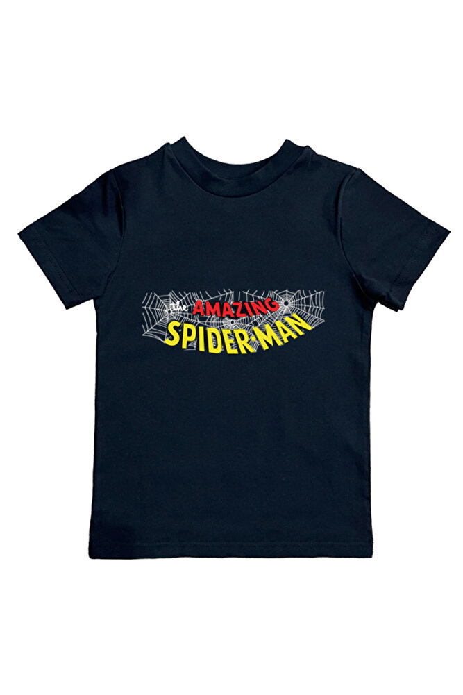 Spiderman baskılı örümcek adam pamuklu penye kumaş yazlık çocuk tişört